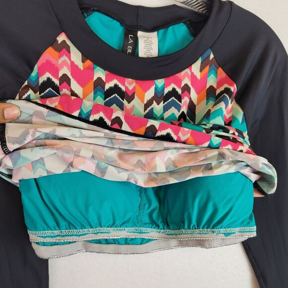 La Blanca Womens Geometric Built In Bra Rashguard Swim Top Size Small Multicolor - Picture 4 of 5